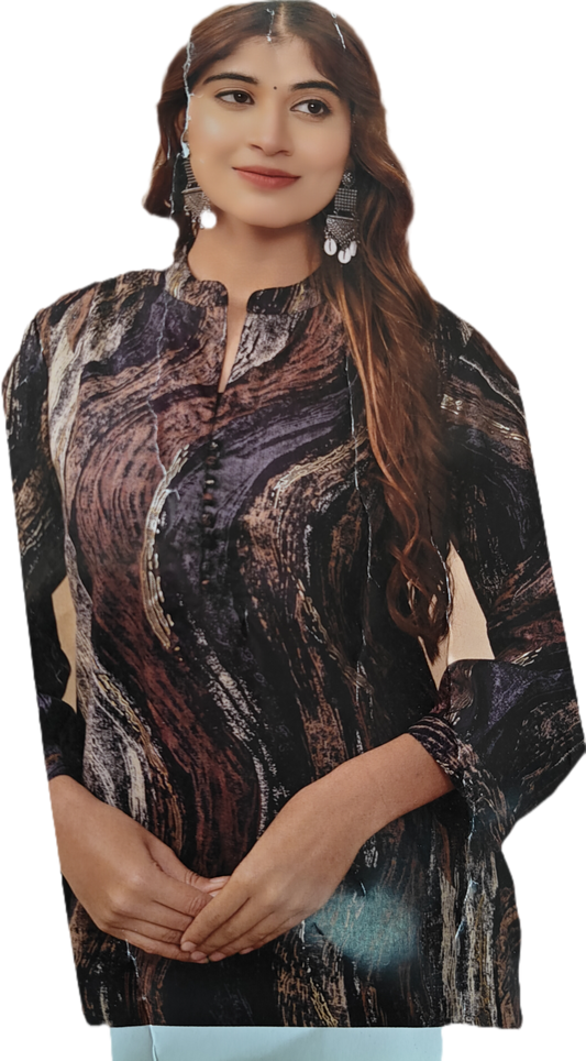 Abstract Print Tunic Top and Bottom