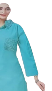 Teal Tunic Lace Collar Kurta With Pant