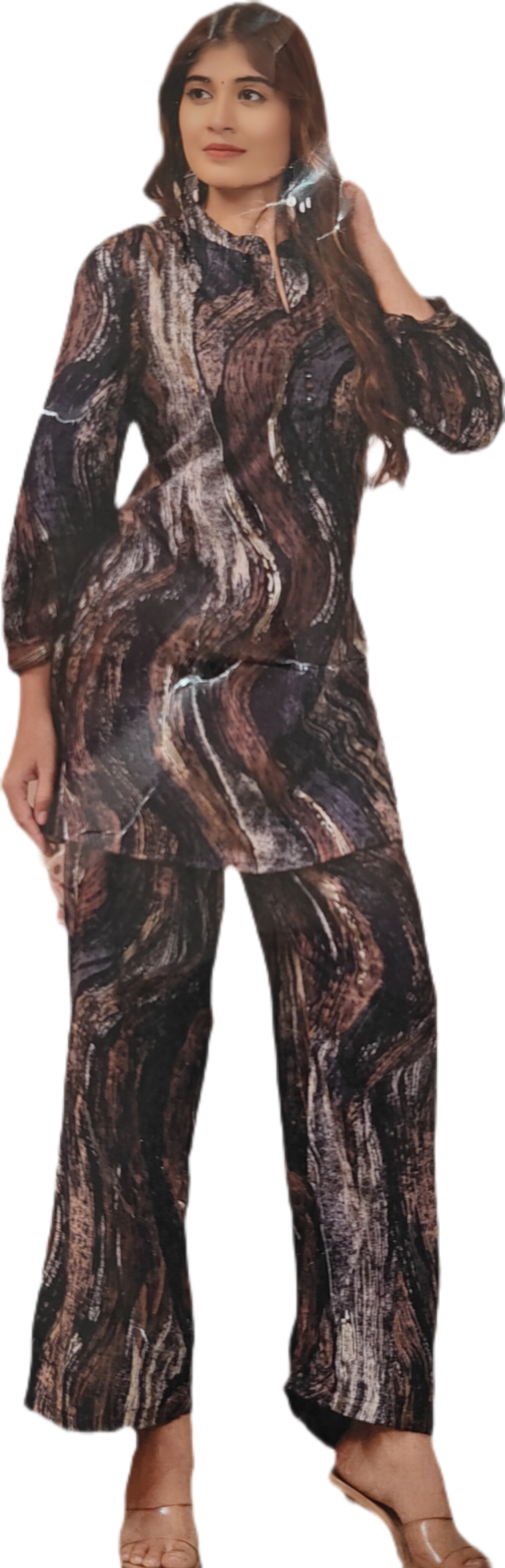 Abstract Print Tunic Top and Bottom