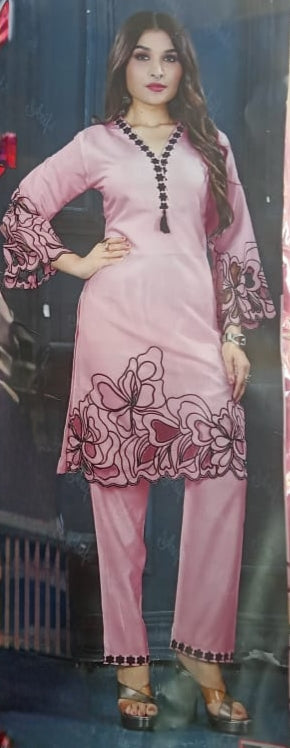 Pink Black Embroidered Kurti With New Style
