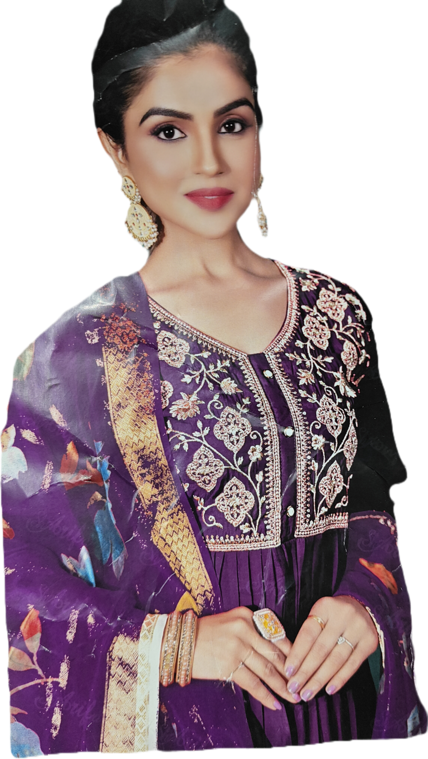 Mesmerize Wine Chanderi Silk Elegant Anarkali Suit Set - (Purple)